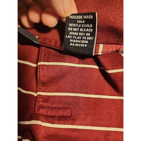 Vesi OU Oklahoma University Logo Red Striped Polo Shirt Mens Medium Cotton XL - Picture 5 of 6